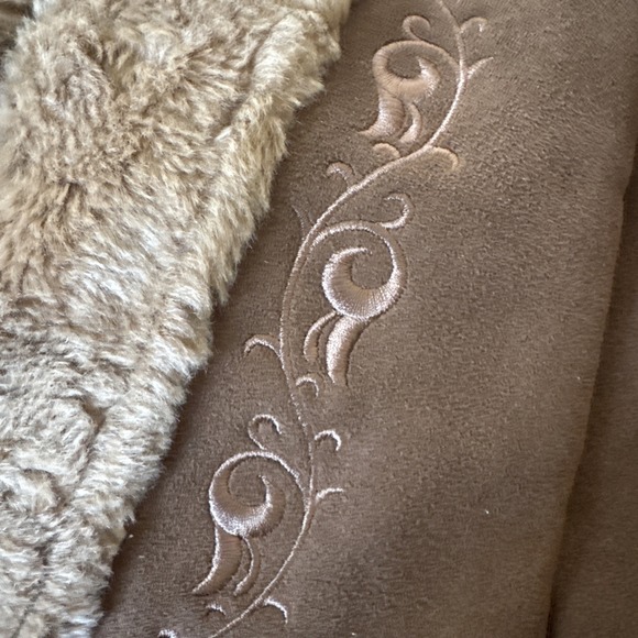 Penny Lane ESPRIT Women's Small Coat Suede Faux Fur Boho Jacket VTG Y2K - Picture 12 of 12